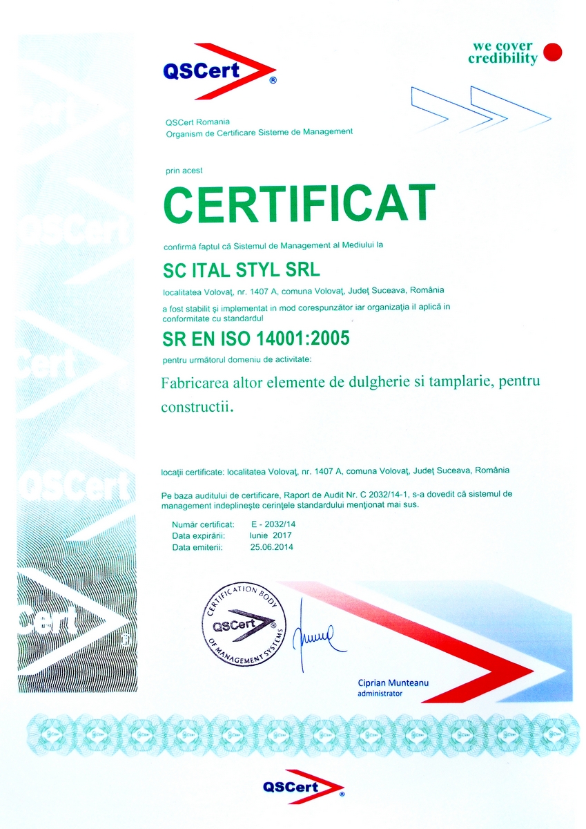 certificare ISO Ital Styl