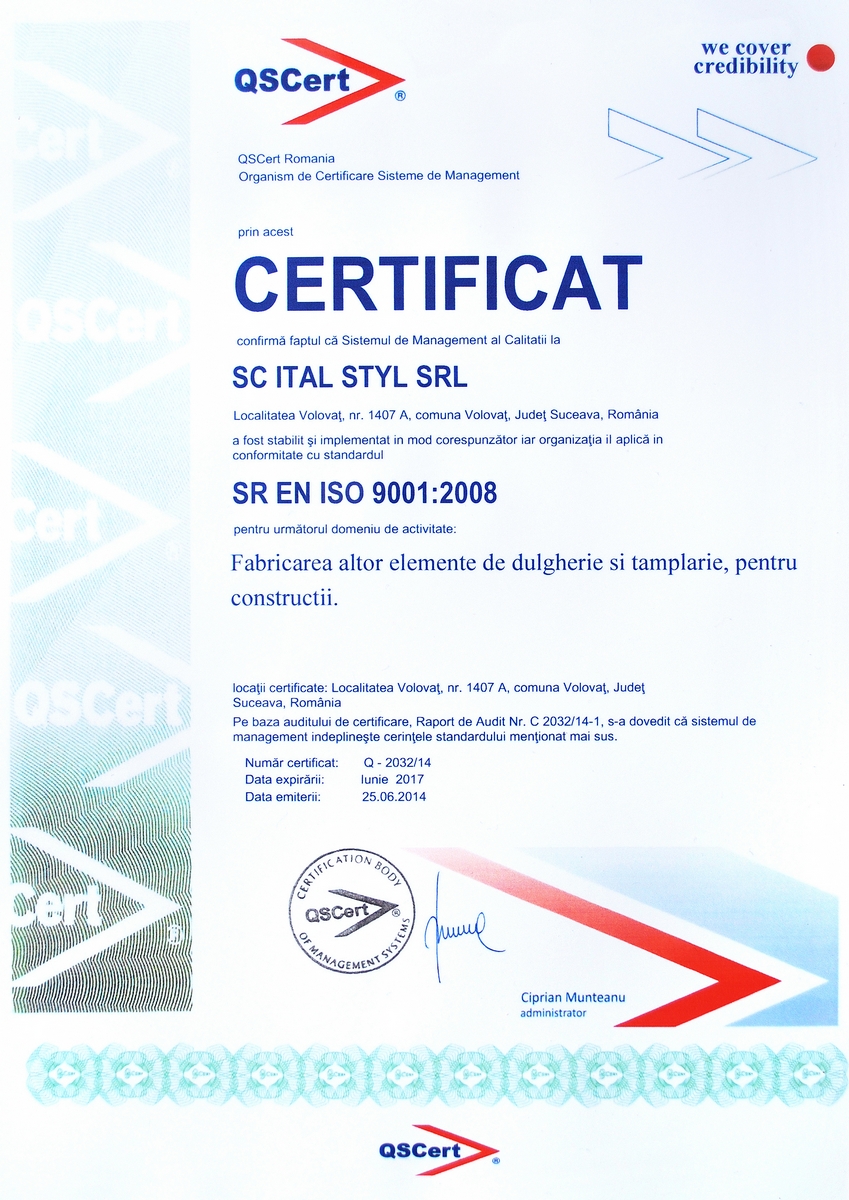 certificare ISO Ital Styl